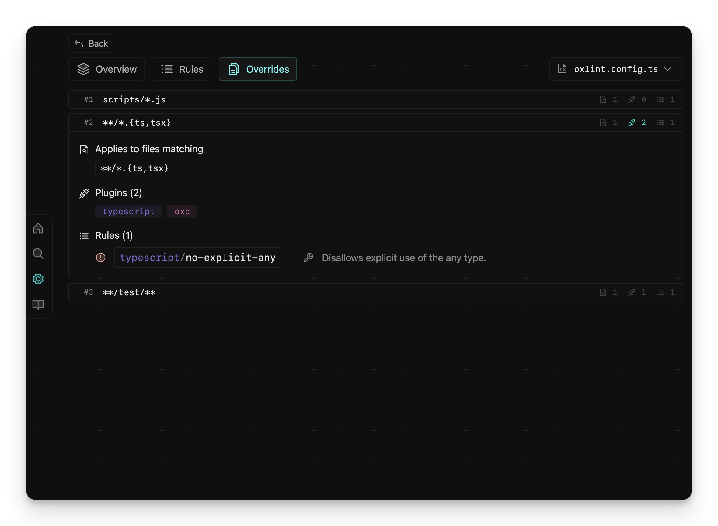 Oxlint configuration overrides